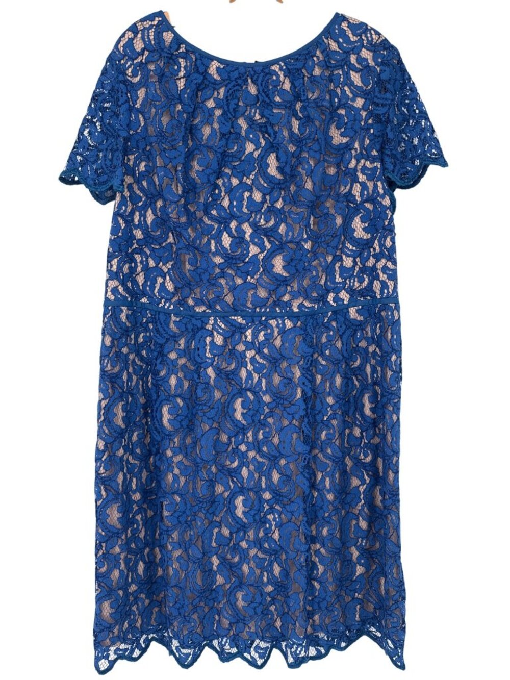 Coldwater Creek Blue Lace Overlay Dress Womens Size 18 Short Sleeve new